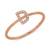 0.05ct 14k Rose Gold Diamond Lady's Ring - Letter D